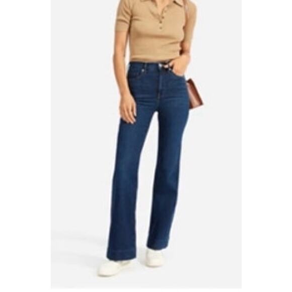 Everlane The High Rise Flare Wide Leg Jean Size: 32 Dark Rinse - Picture 1 of 12
